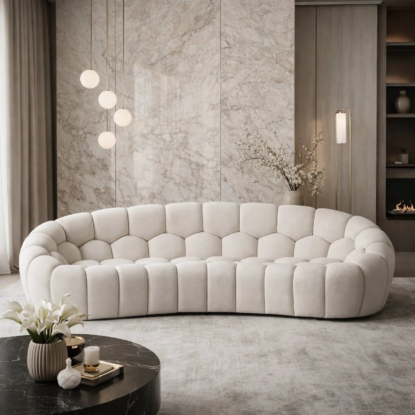 Luxury Hexagonal Tufted Curved Sofa Modern Italian Style for Villa