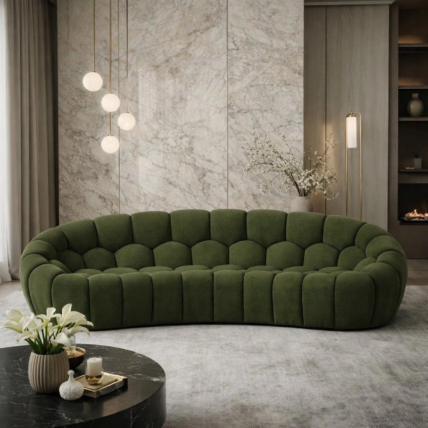 Luxury Hexagonal Tufted Curved Sofa Modern Italian Style for Villa