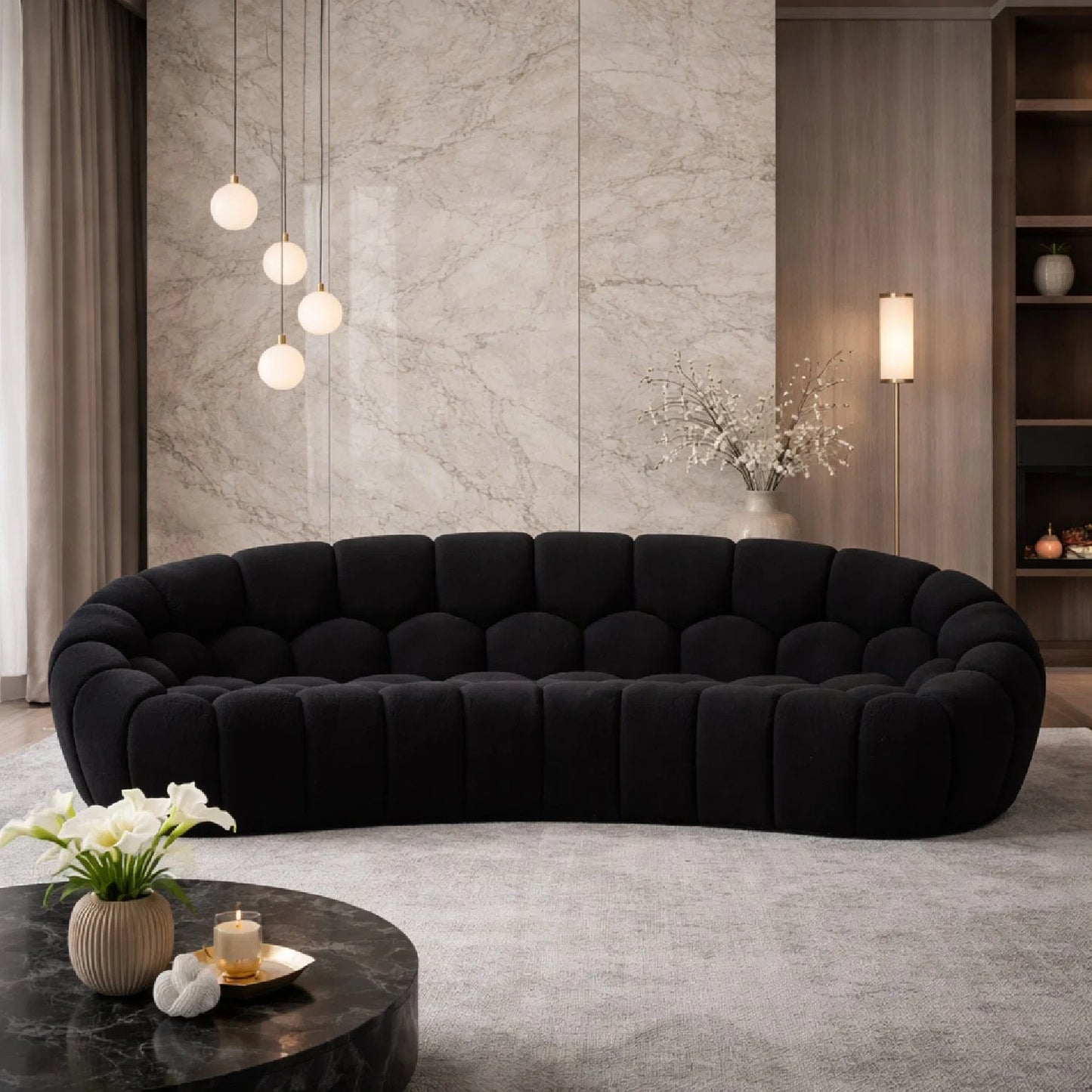 Luxury Hexagonal Tufted Curved Sofa Modern Italian Style for Villa
