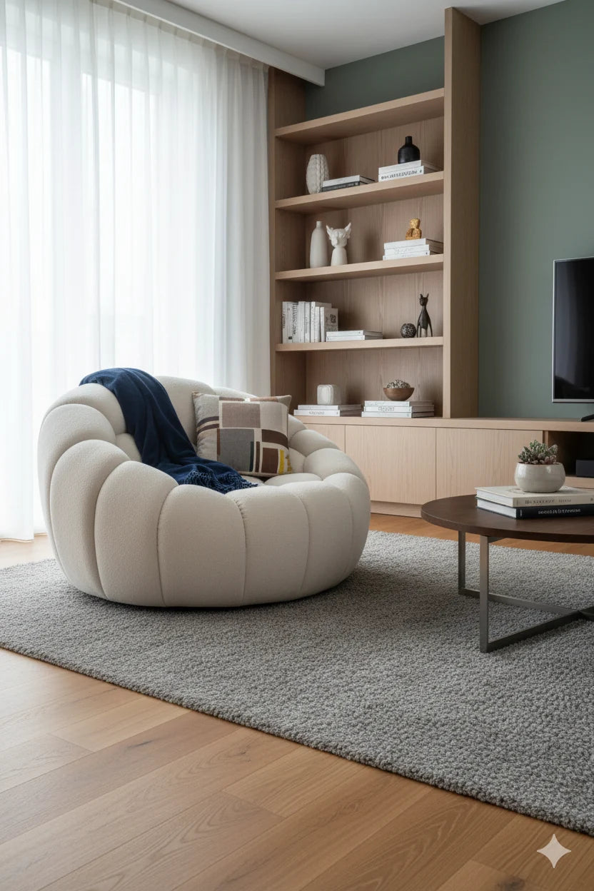 Luxury Hexagonal-Tufted Lounge Chair Modern Italian Style for Villa