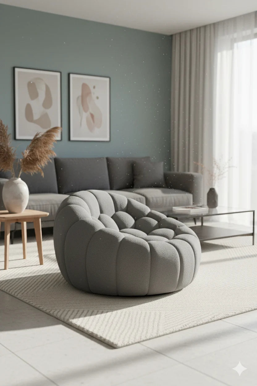 Luxury Hexagonal-Tufted Lounge Chair Modern Italian Style for Villa