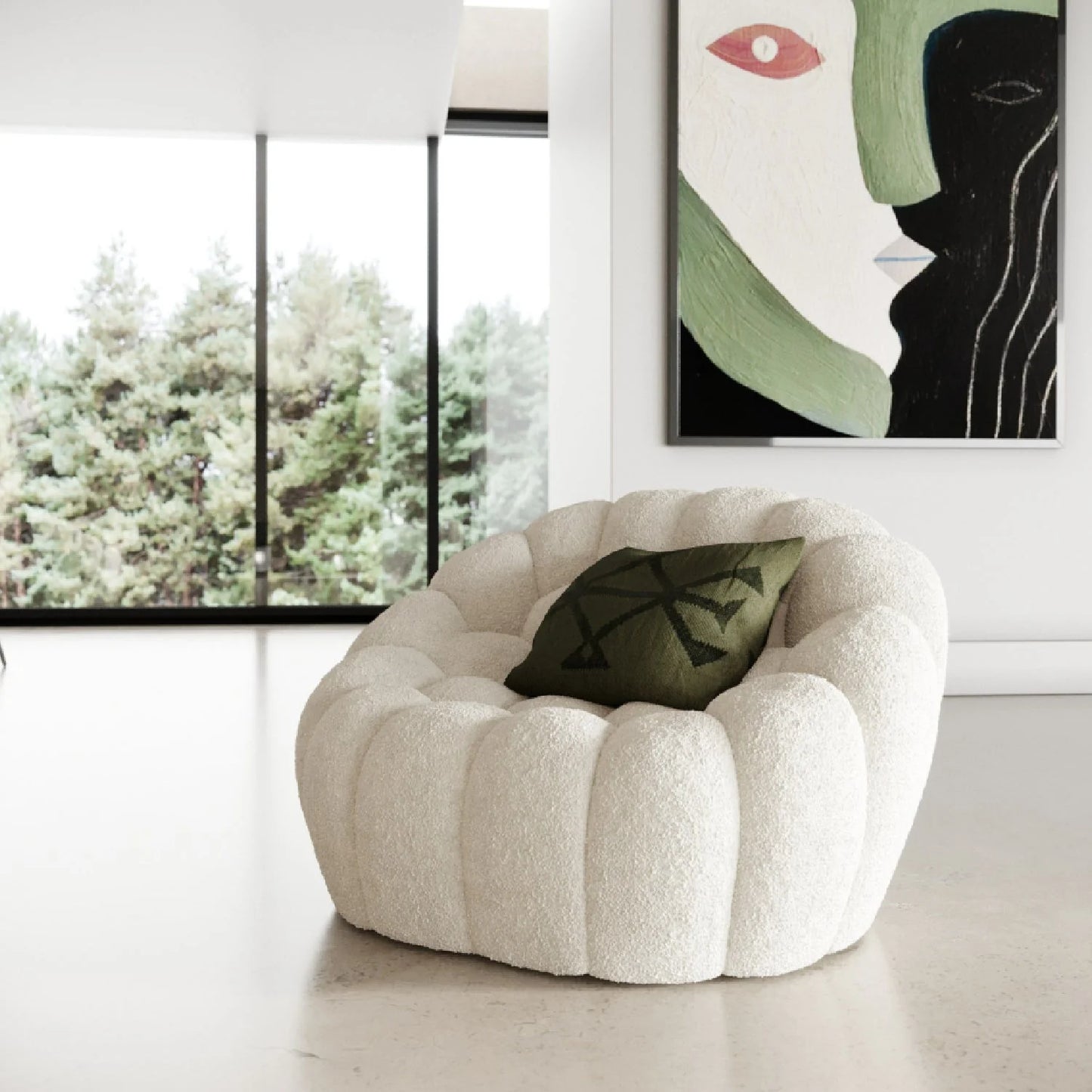 Luxury Hexagonal-Tufted Lounge Chair Modern Italian Style for Villa