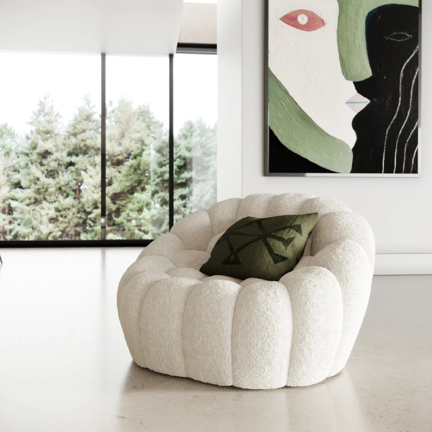 Luxury Hexagonal-Tufted Lounge Chair Modern Italian Style for Villa