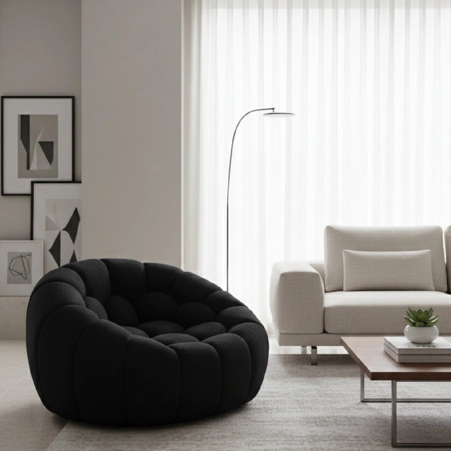 Luxury Hexagonal-Tufted Lounge Chair Modern Italian Style for Villa