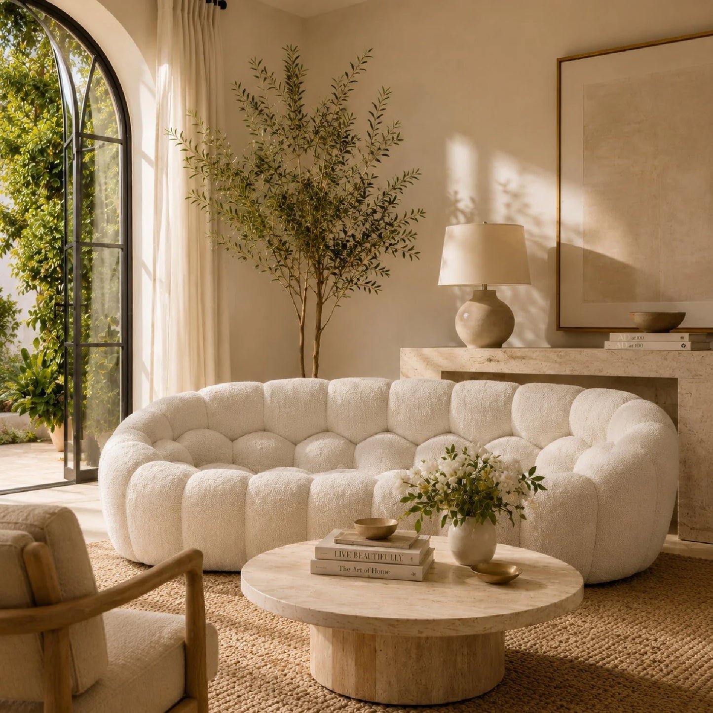 Luxury Hexagonal Tufted Loveseat Modern Italian Style for Villa