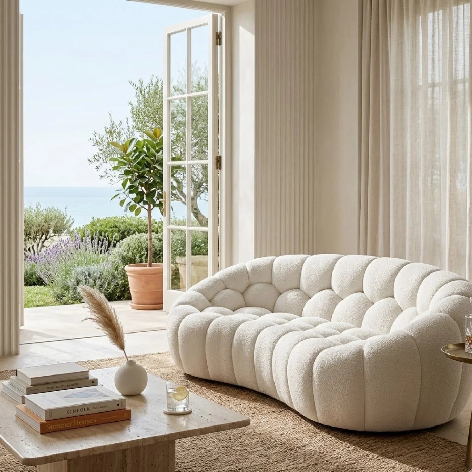 Luxury Hexagonal Tufted Loveseat Modern Italian Style for Villa