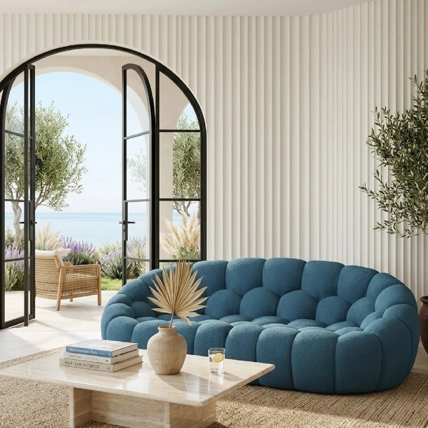 Luxury Hexagonal Tufted Loveseat Modern Italian Style for Villa