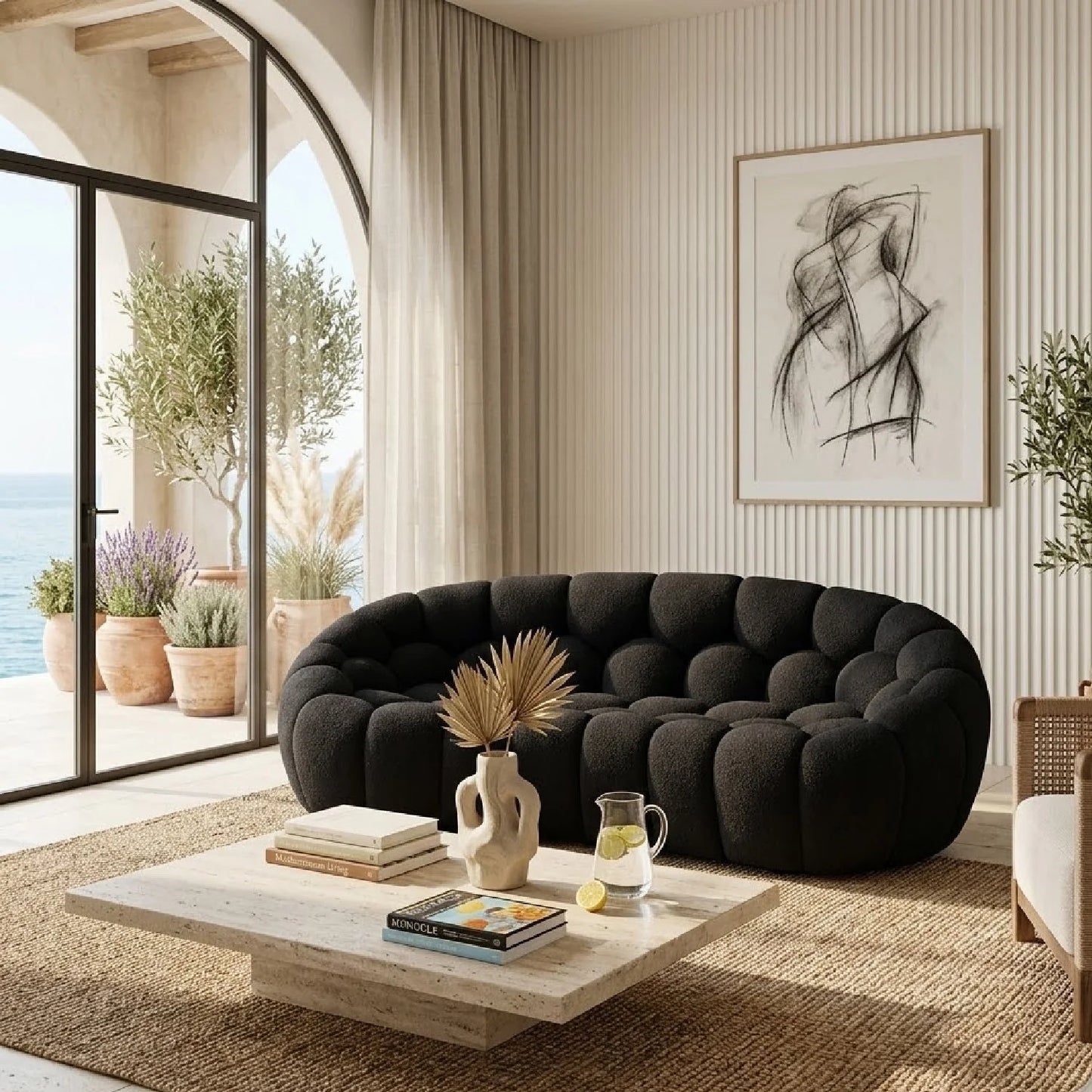 Luxury Hexagonal Tufted Loveseat Modern Italian Style for Villa