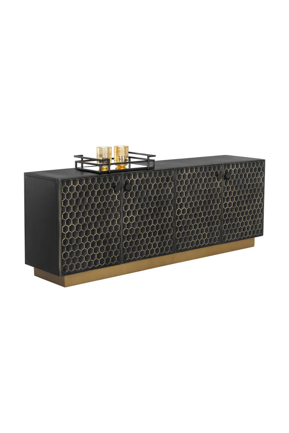 Luxury Honeycomb Pattern Iron Sideboard European Style for Villa