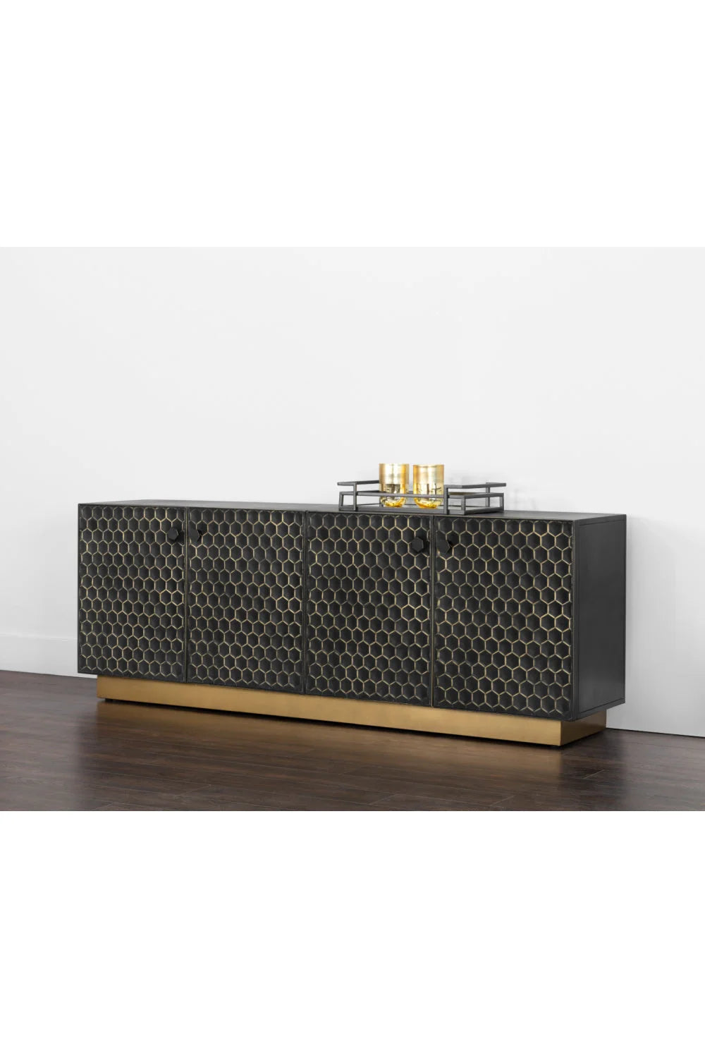 Luxury Honeycomb Pattern Iron Sideboard European Style for Villa