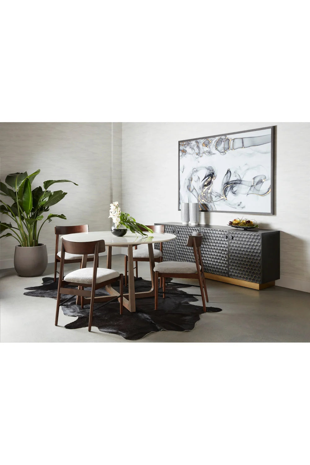 Luxury Honeycomb Pattern Iron Sideboard European Style for Villa