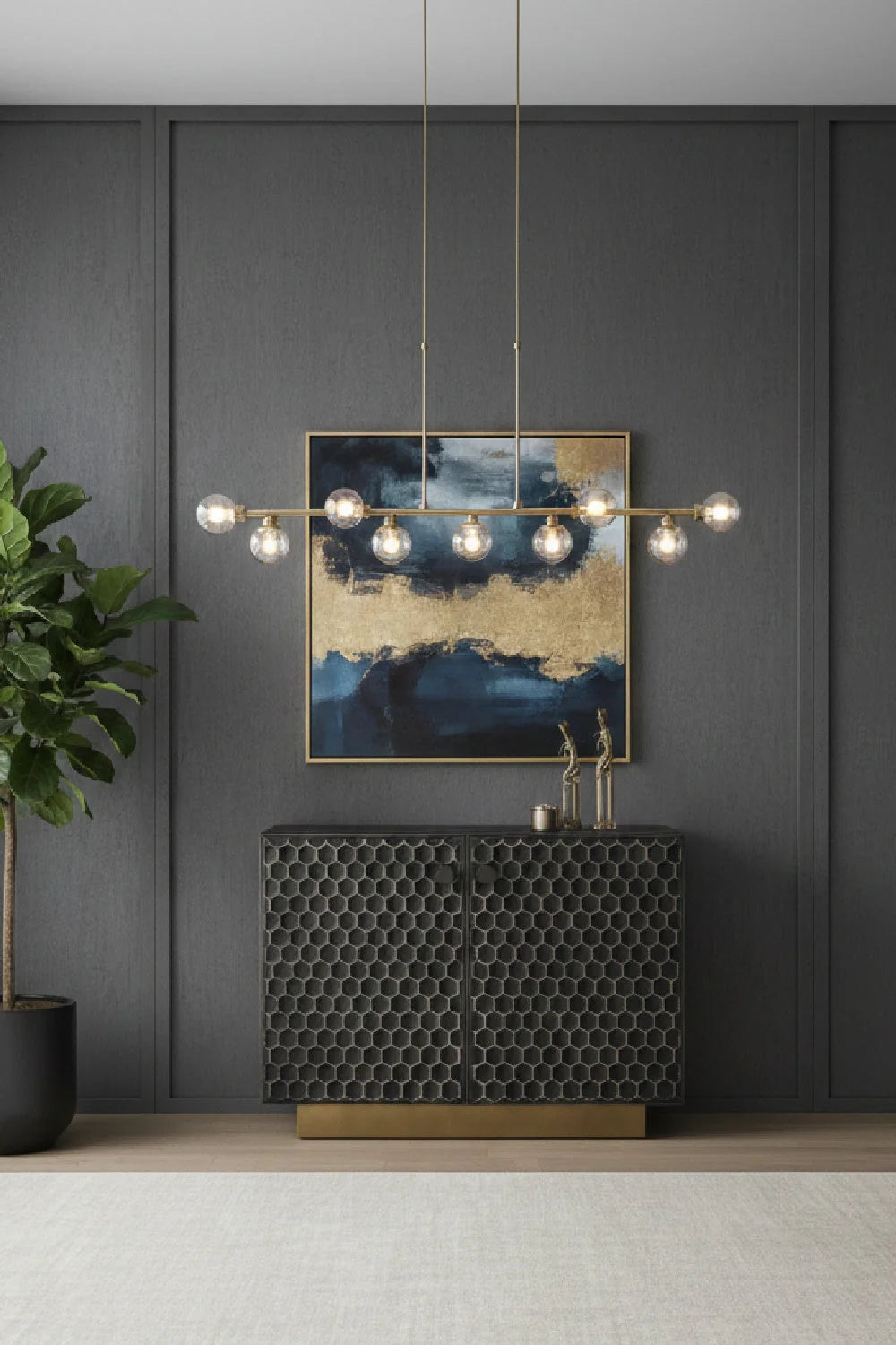 Luxury Honeycomb Pattern Iron Sideboard European Style for Villa