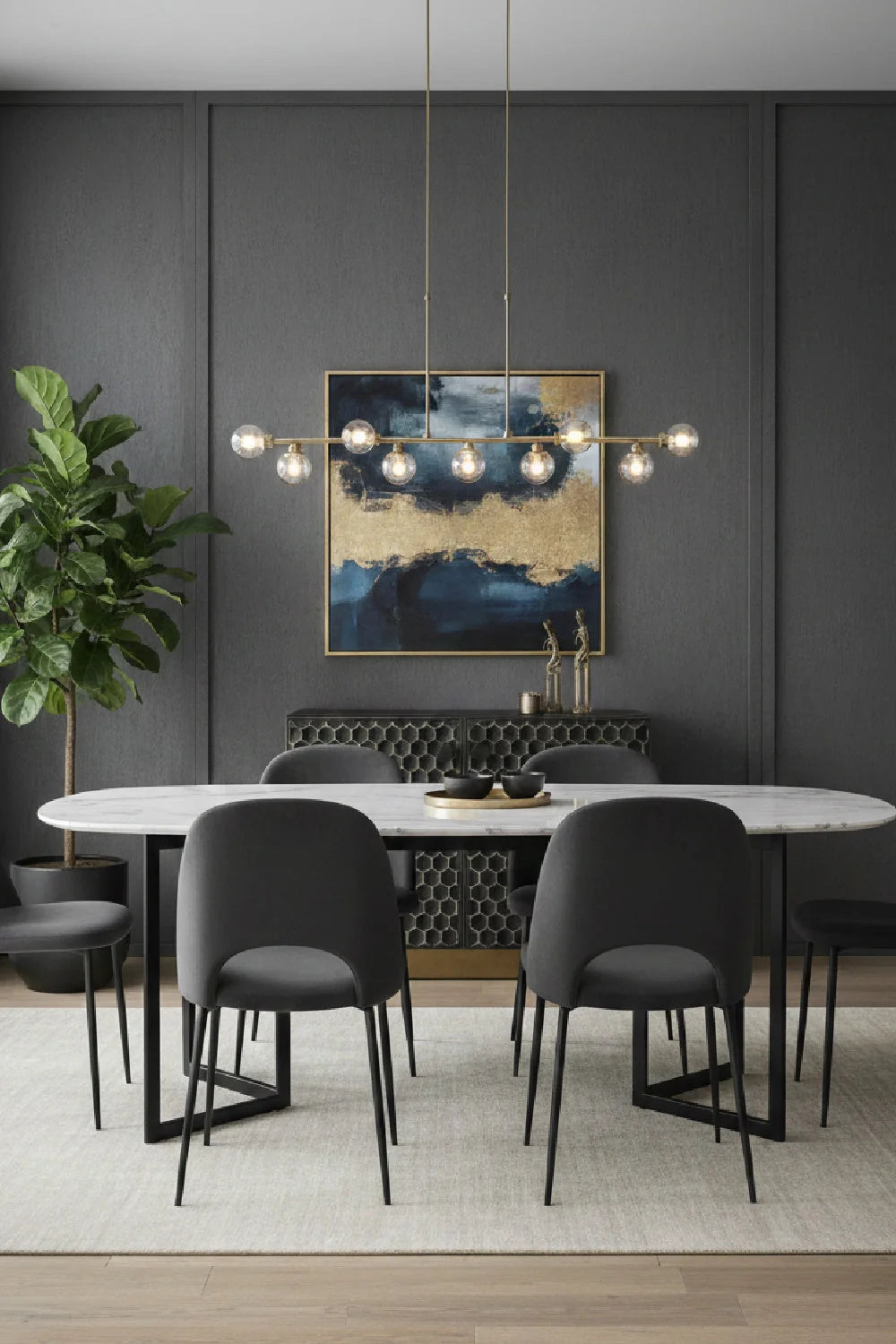 Luxury Honeycomb Pattern Iron Sideboard European Style for Villa