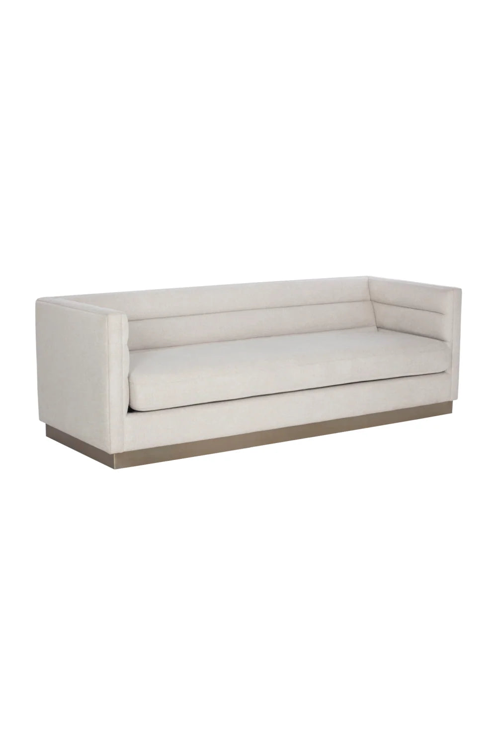 Luxury Horizontal Tufted White Fabric Sofa Modern Italian Style for Villa