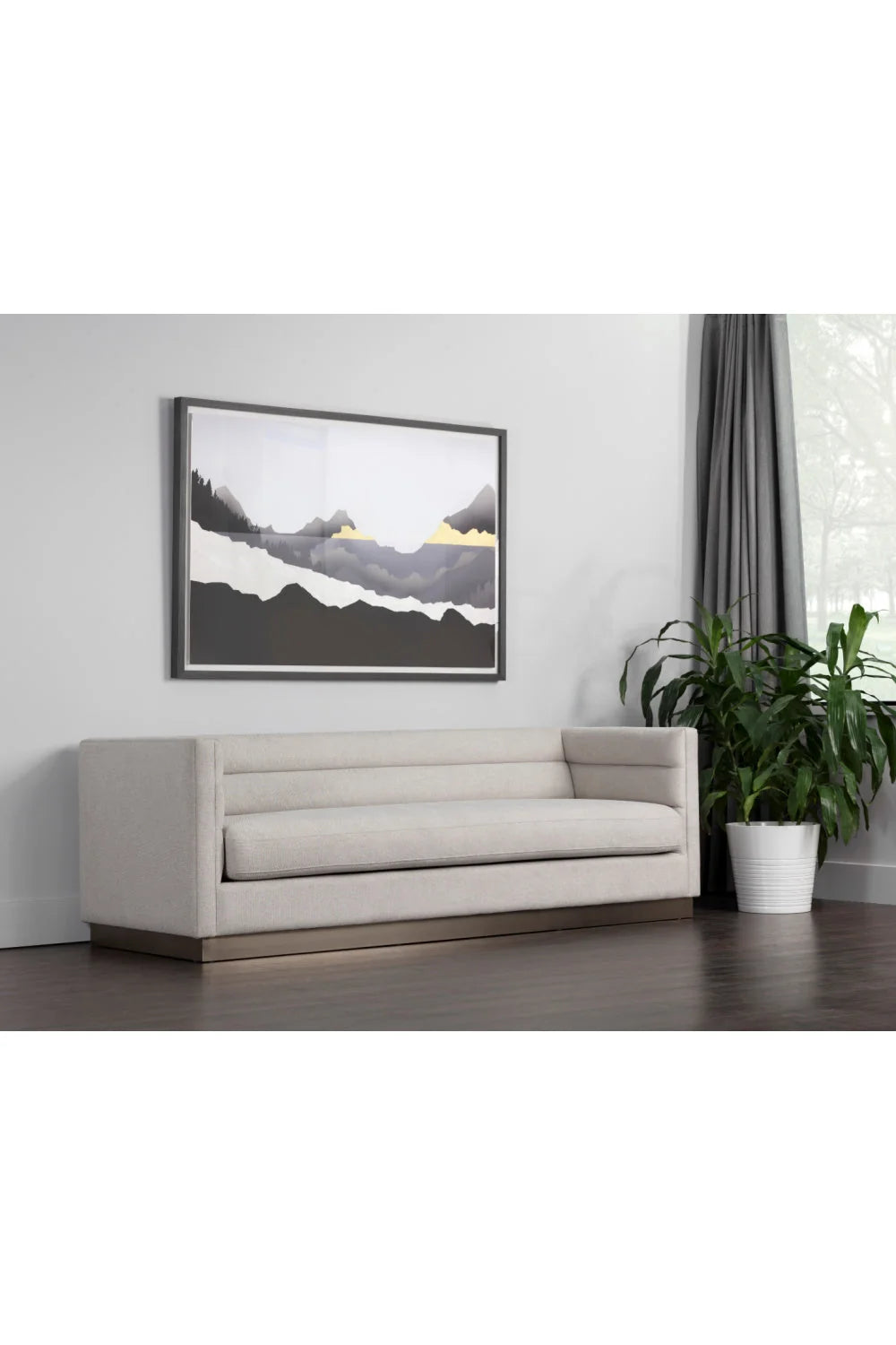 Luxury Horizontal Tufted White Fabric Sofa Modern Italian Style for Villa