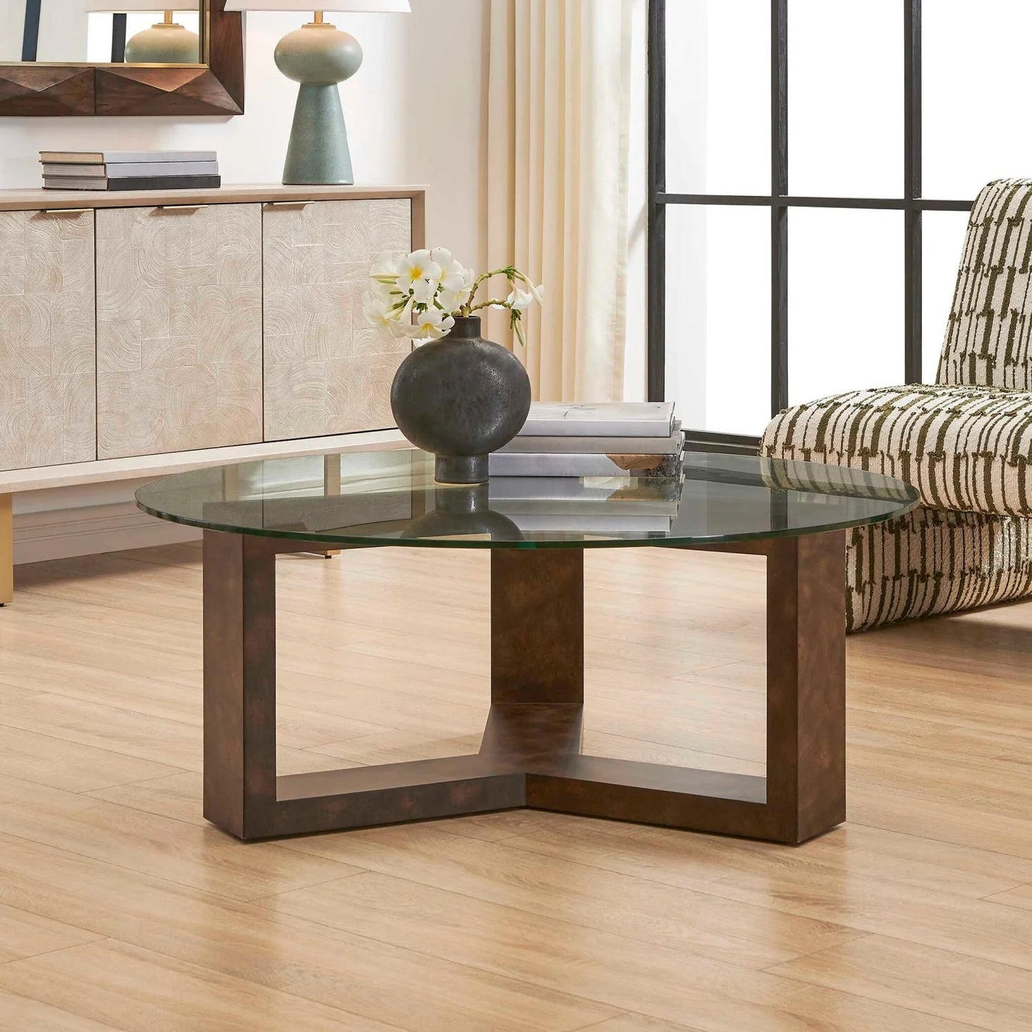 Luxury Ignis Tempered Glass Coffee Table Modern Italian Style for Villa