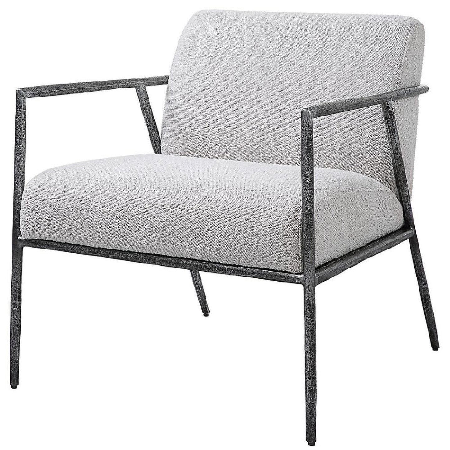 Luxury Iron Framed Boucle Lounge Chair Modern European Style for Villa