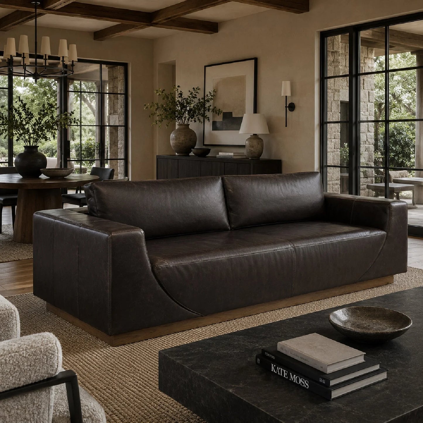 Luxury Italian Leather Sofa Modern Italian Style for Villa