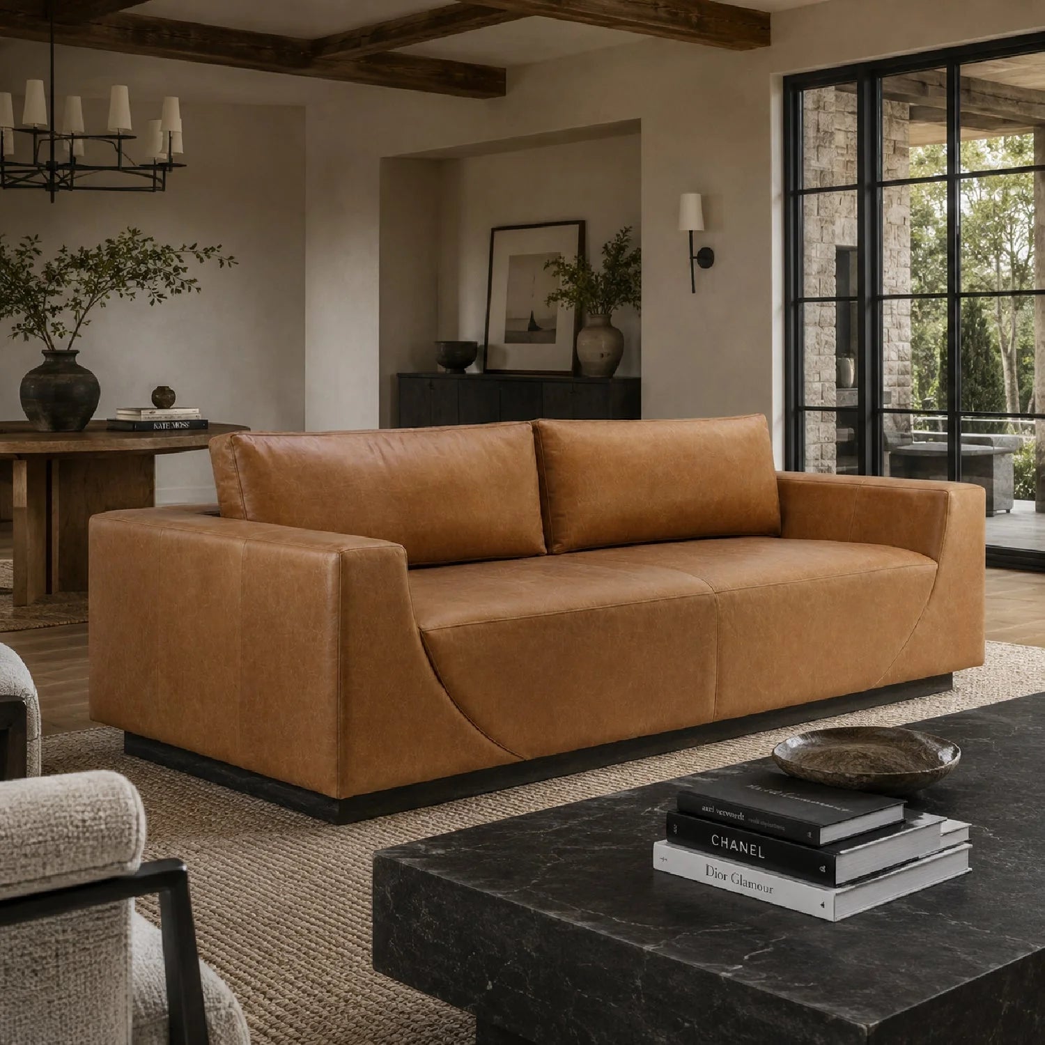 Luxury Italian Leather Sofa Modern Italian Style for Villa