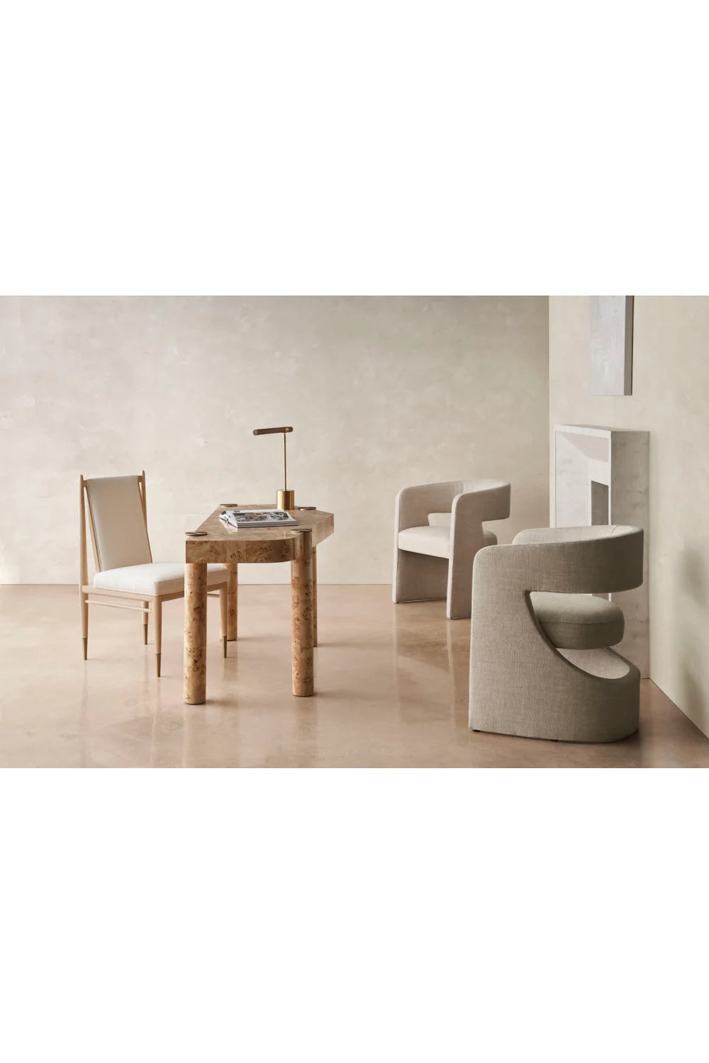 Luxury Ivory Bouclé Modern Dining Chair European Style for Villa
