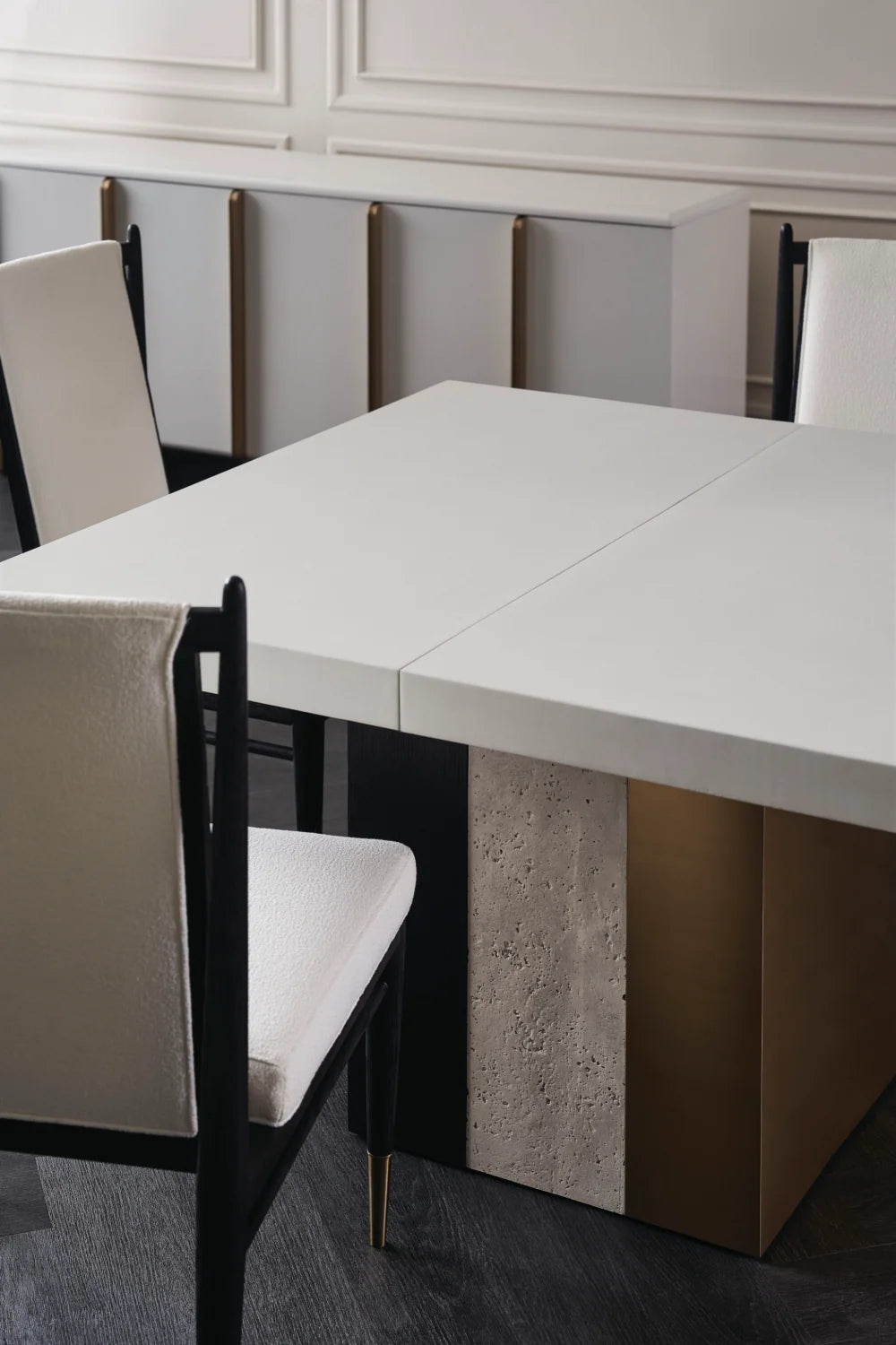 Luxury Ivory Bouclé Modern Dining Chair European Style for Villa