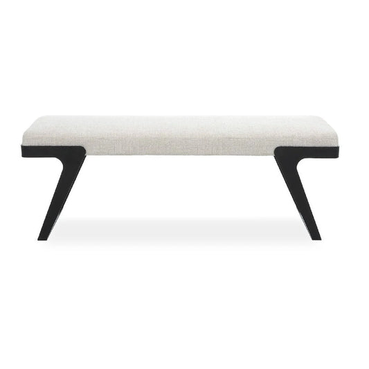 Luxury Ivory Chenille Boucle Bench European Style for Villa