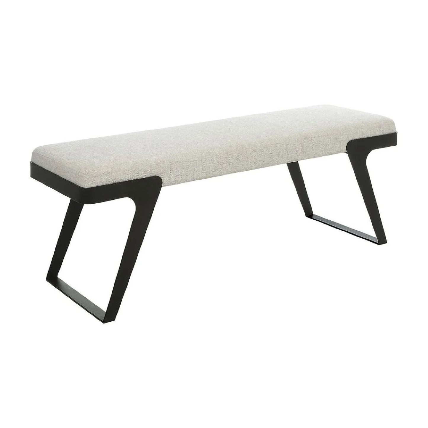 Luxury Ivory Chenille Boucle Bench European Style for Villa