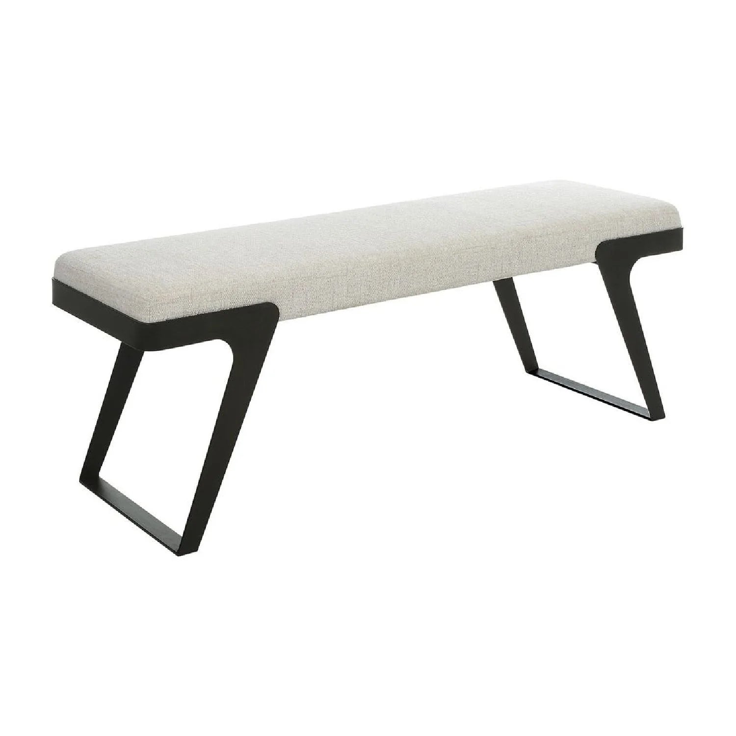 Luxury Ivory Chenille Boucle Bench European Style for Villa