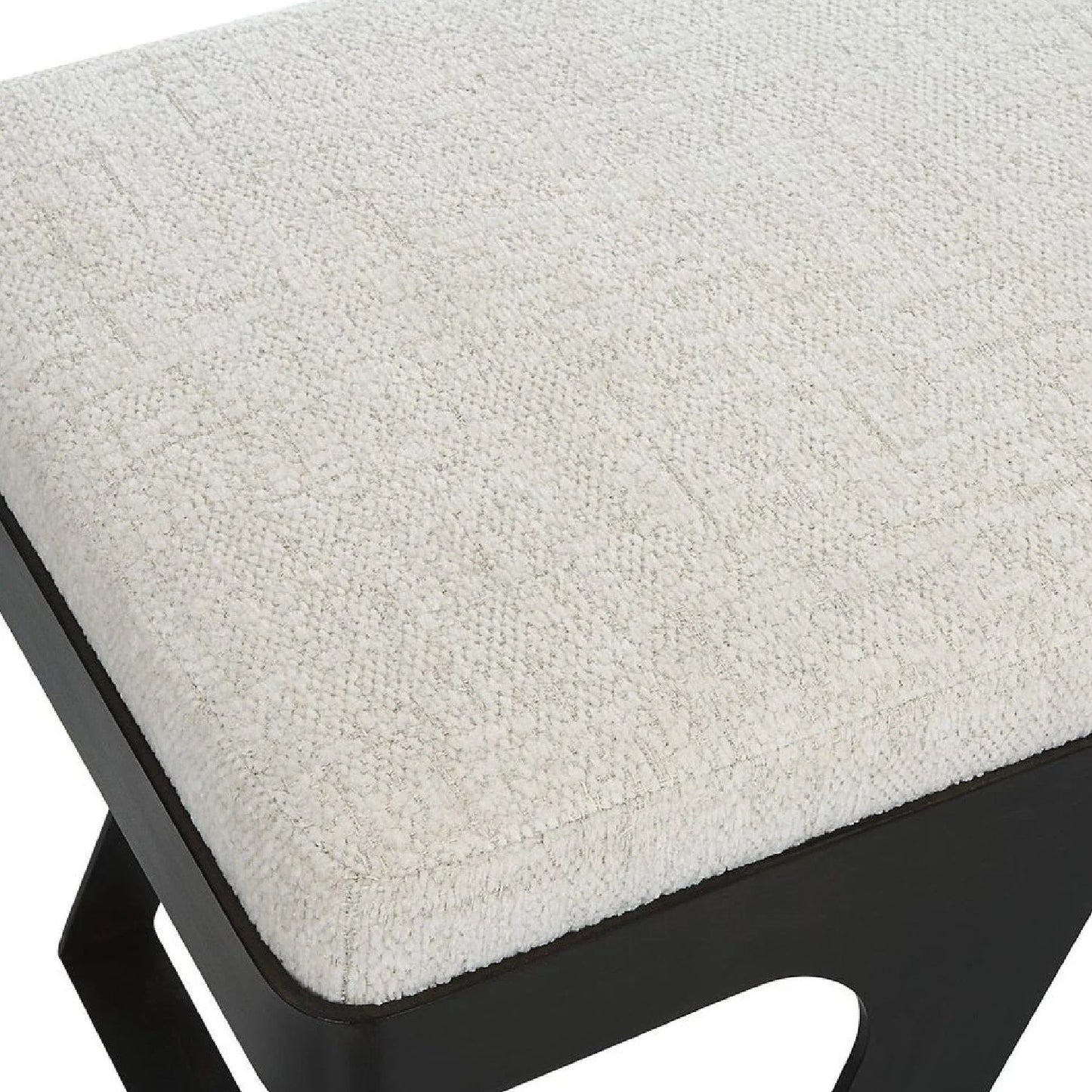 Luxury Ivory Chenille Boucle Bench European Style for Villa