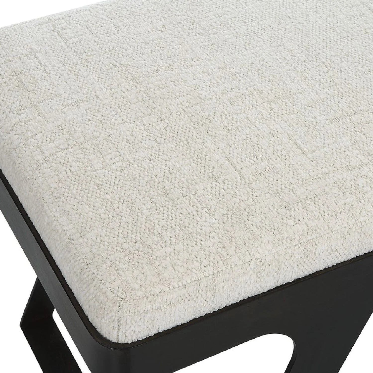 Luxury Ivory Chenille Boucle Bench European Style for Villa