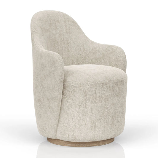 Luxury Ivory Fabric Swivel Lounge Chair Modern Italian Style for Villa