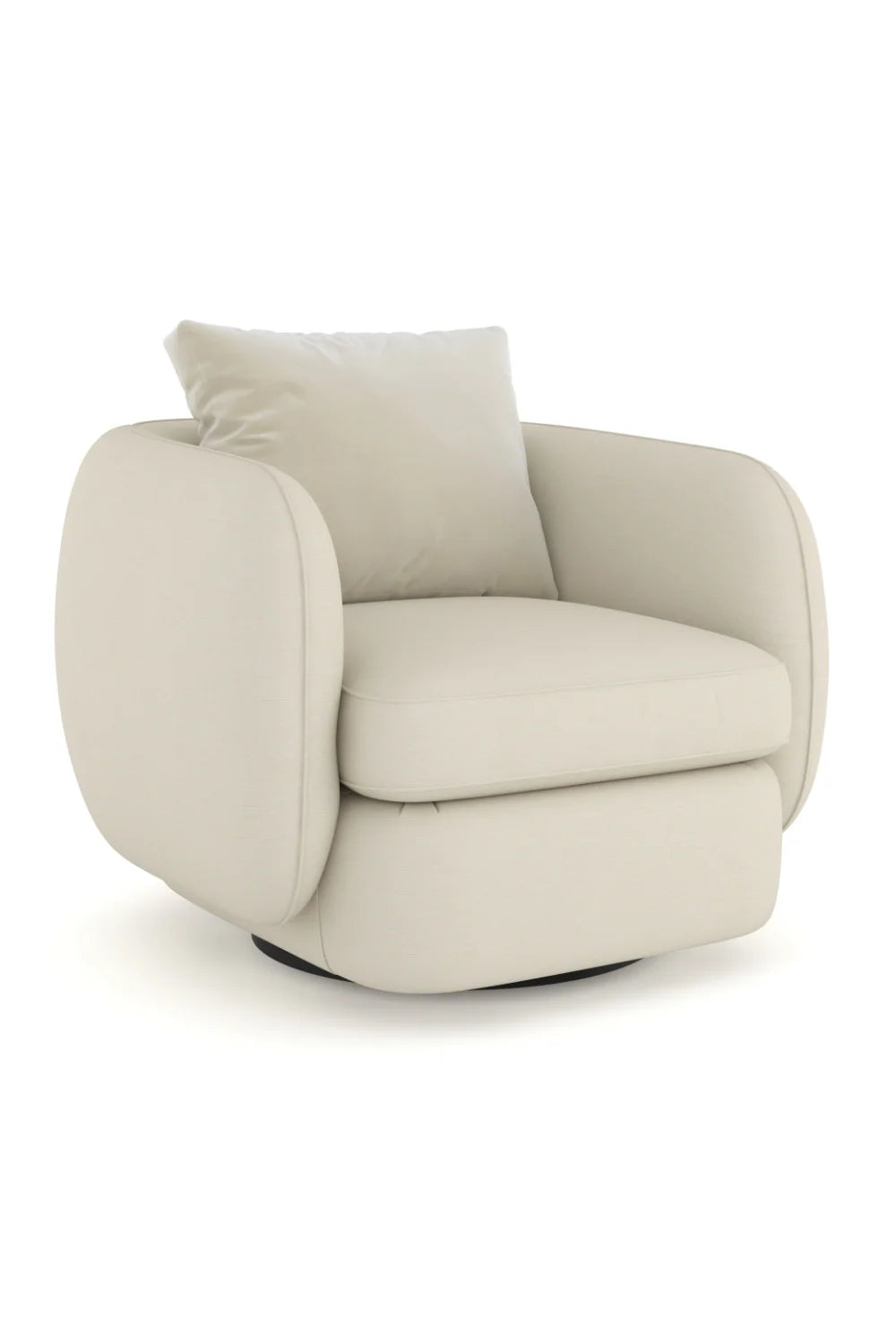 Luxury Ivory Linen Swivel Accent Chair European Style for Villa