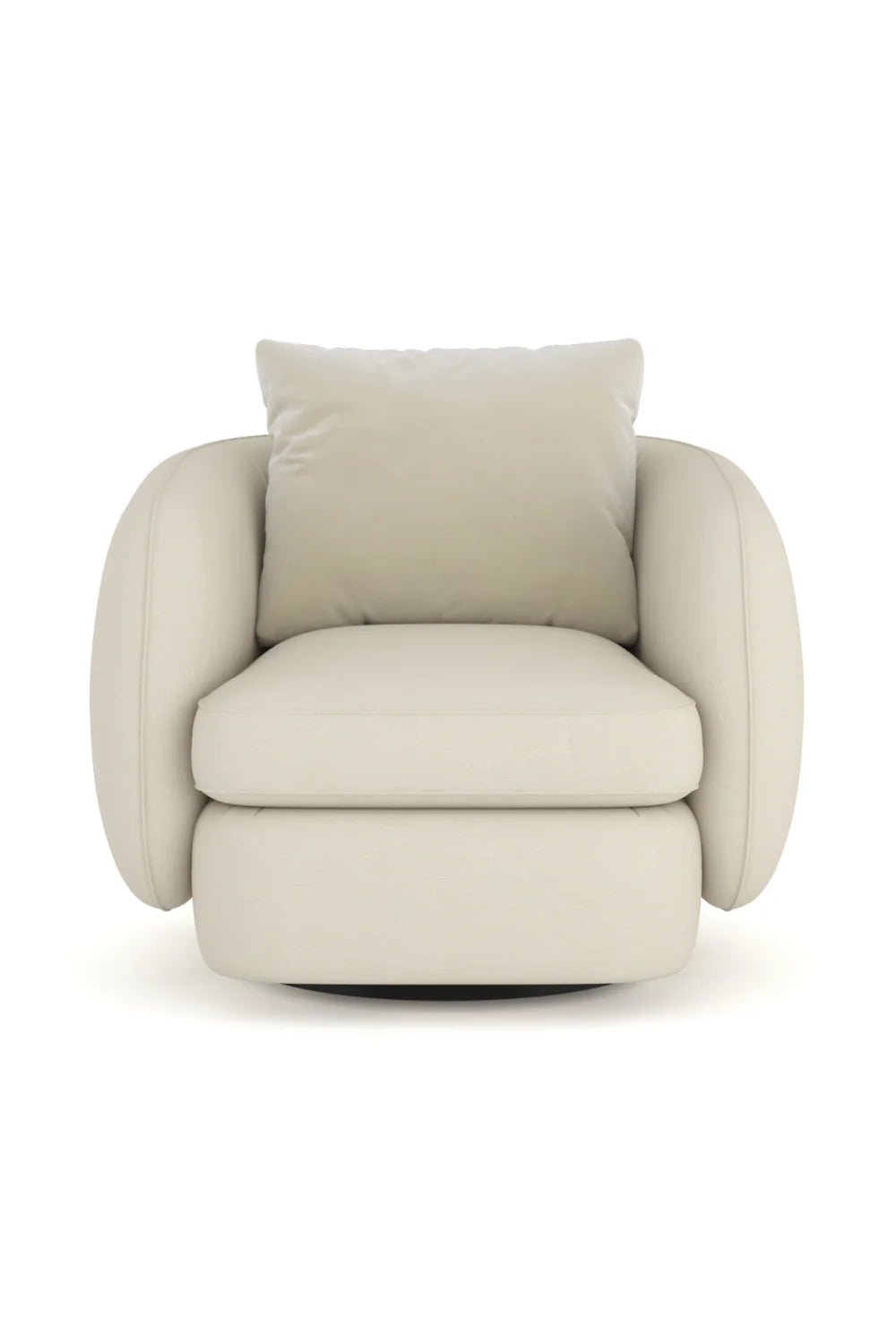 Luxury Ivory Linen Swivel Accent Chair European Style for Villa