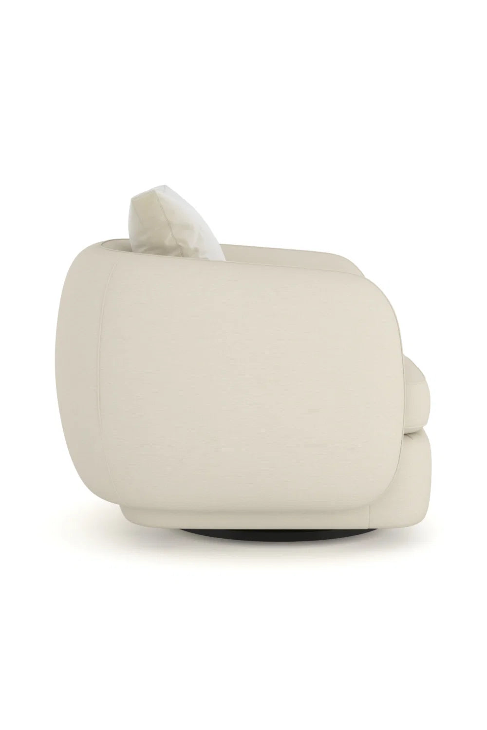 Luxury Ivory Linen Swivel Accent Chair European Style for Villa