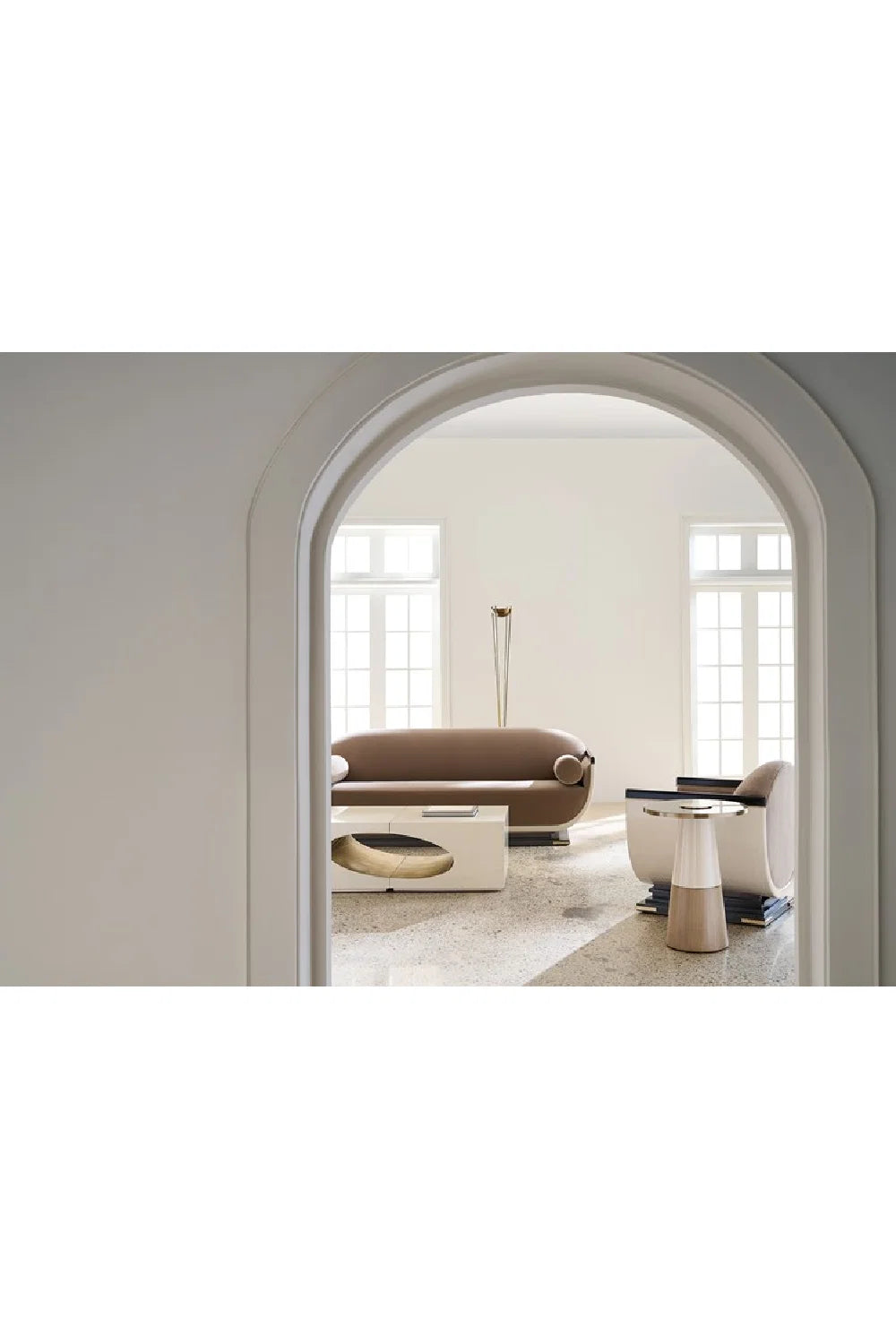 Luxury Ivory Velvet Accent Chair Modern Italian Style for Villa