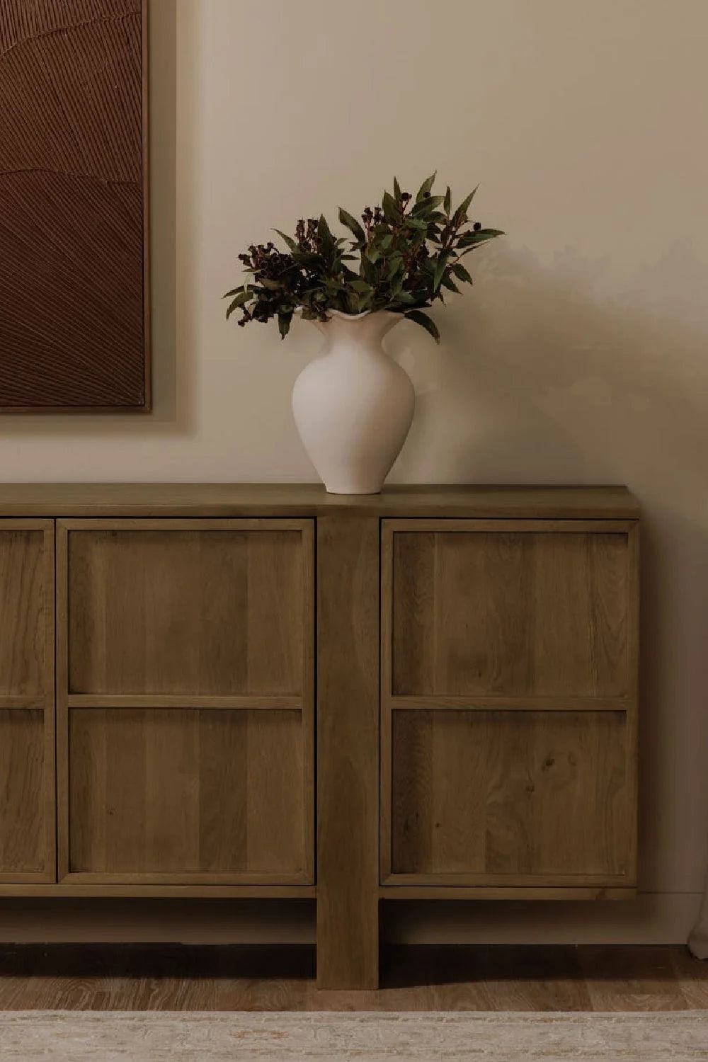 Luxury Japandi Oak 4-Door Sideboard European Style for Villa
