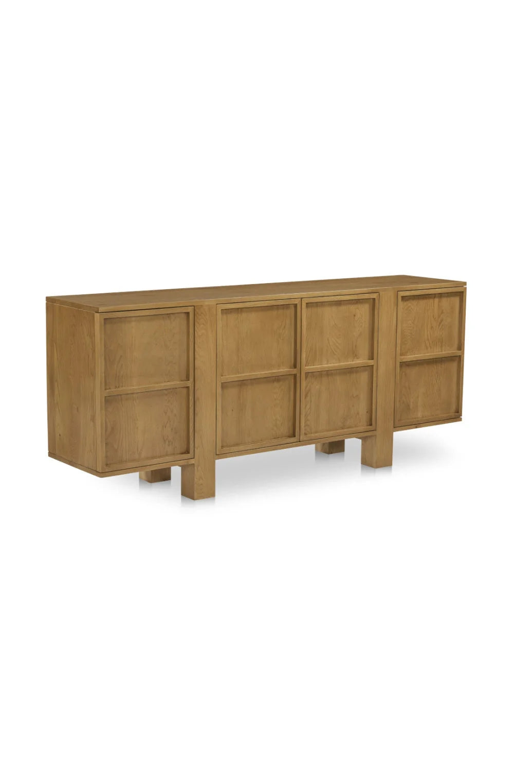 Luxury Japandi Oak 4-Door Sideboard European Style for Villa