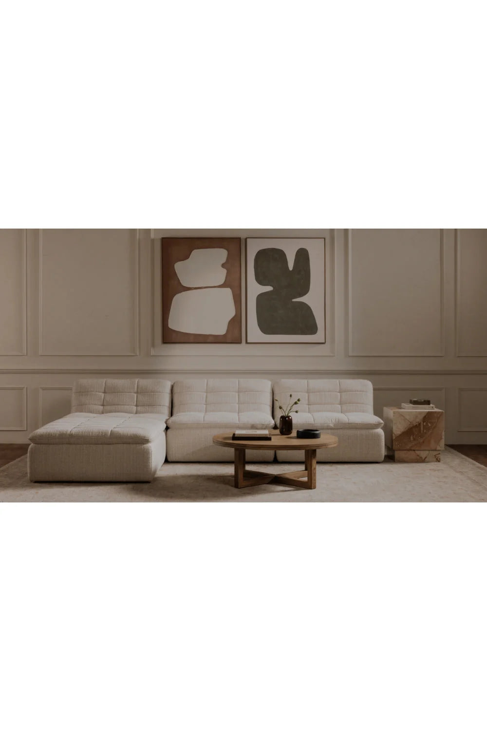 Luxury Joel Round Solid Oak Coffee Table Modern Italian Style for Villa