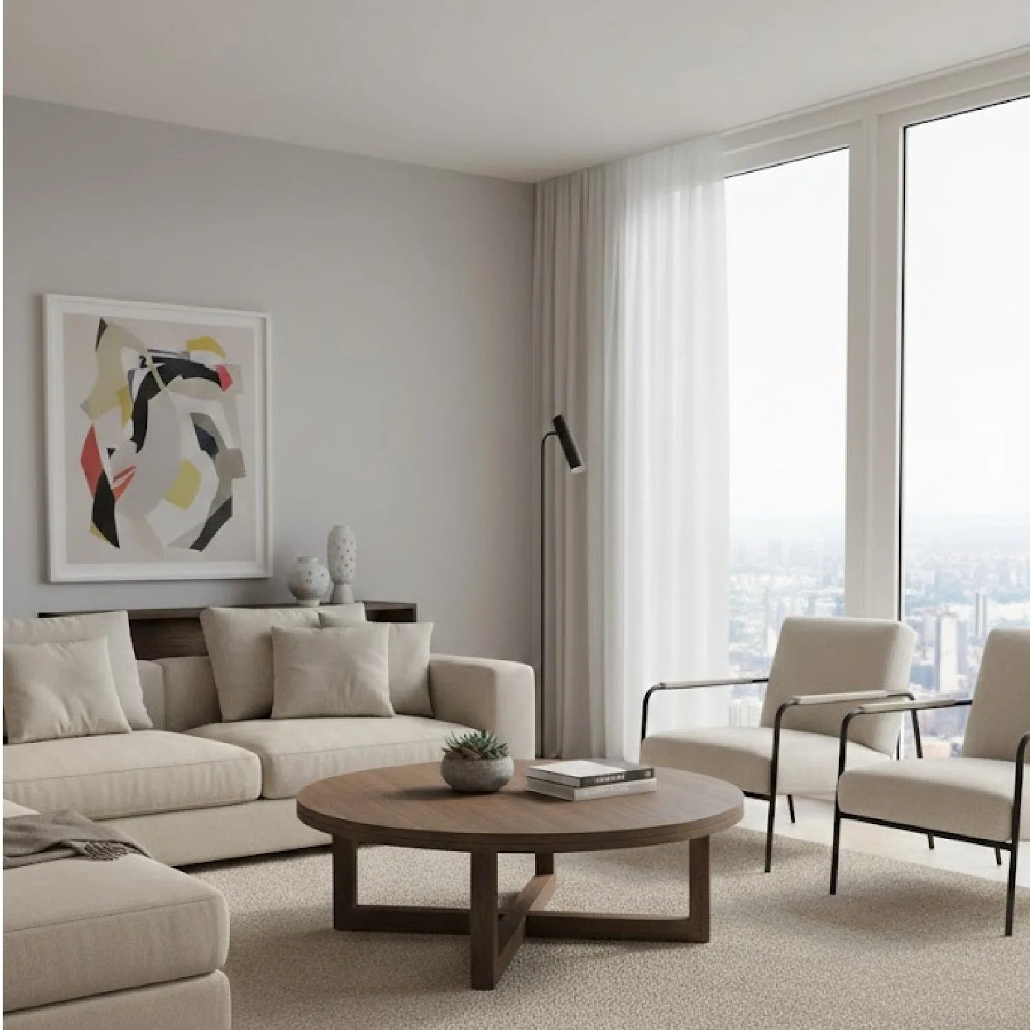 Luxury Joel Round Solid Oak Coffee Table Modern Italian Style for Villa