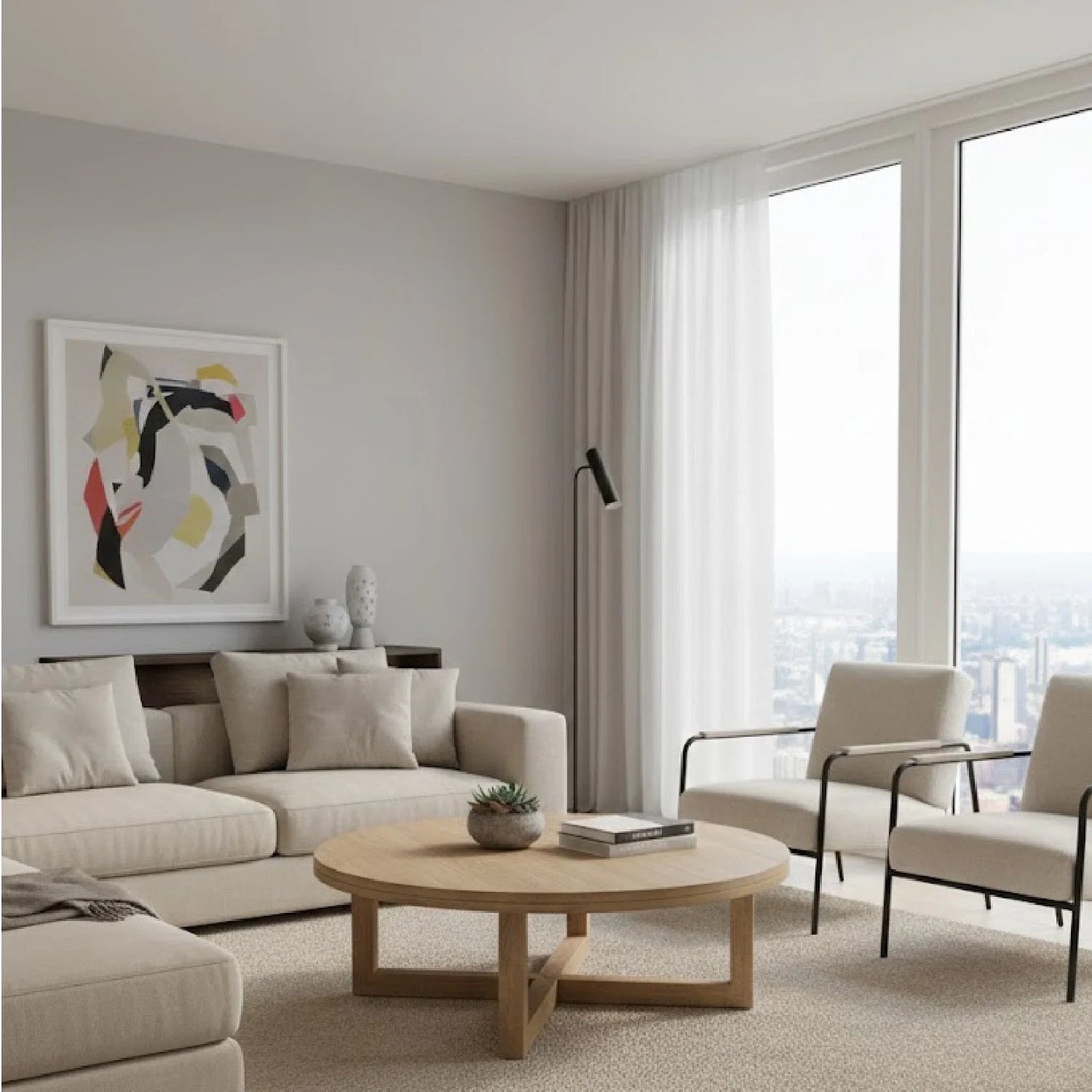 Luxury Joel Round Solid Oak Coffee Table Modern Italian Style for Villa