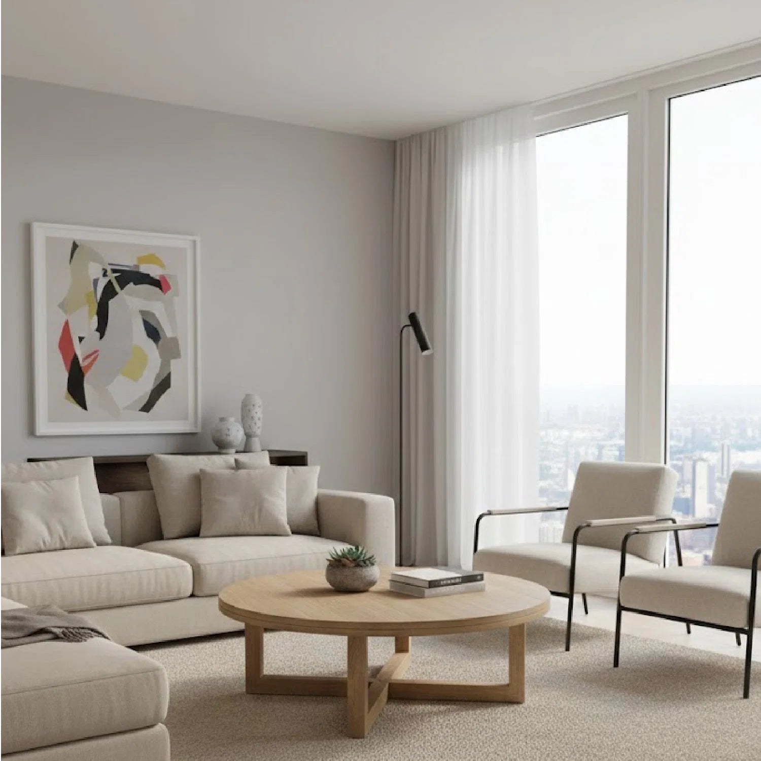 Luxury Joel Round Solid Oak Coffee Table Modern Italian Style for Villa