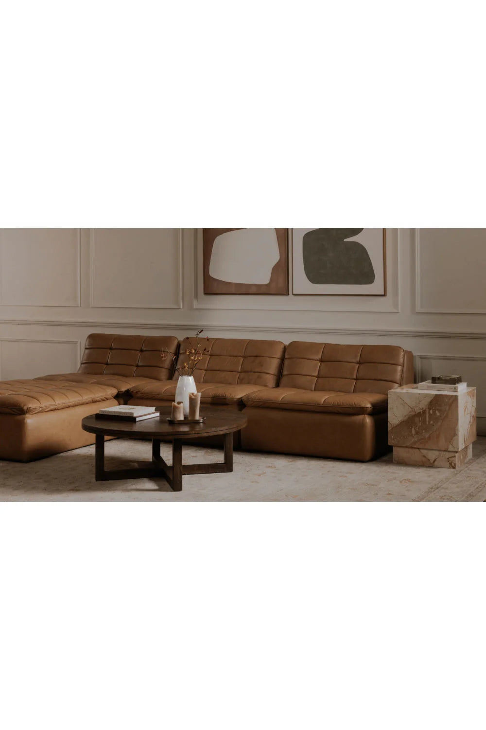 Luxury Joel Round Solid Oak Coffee Table Modern Italian Style for Villa
