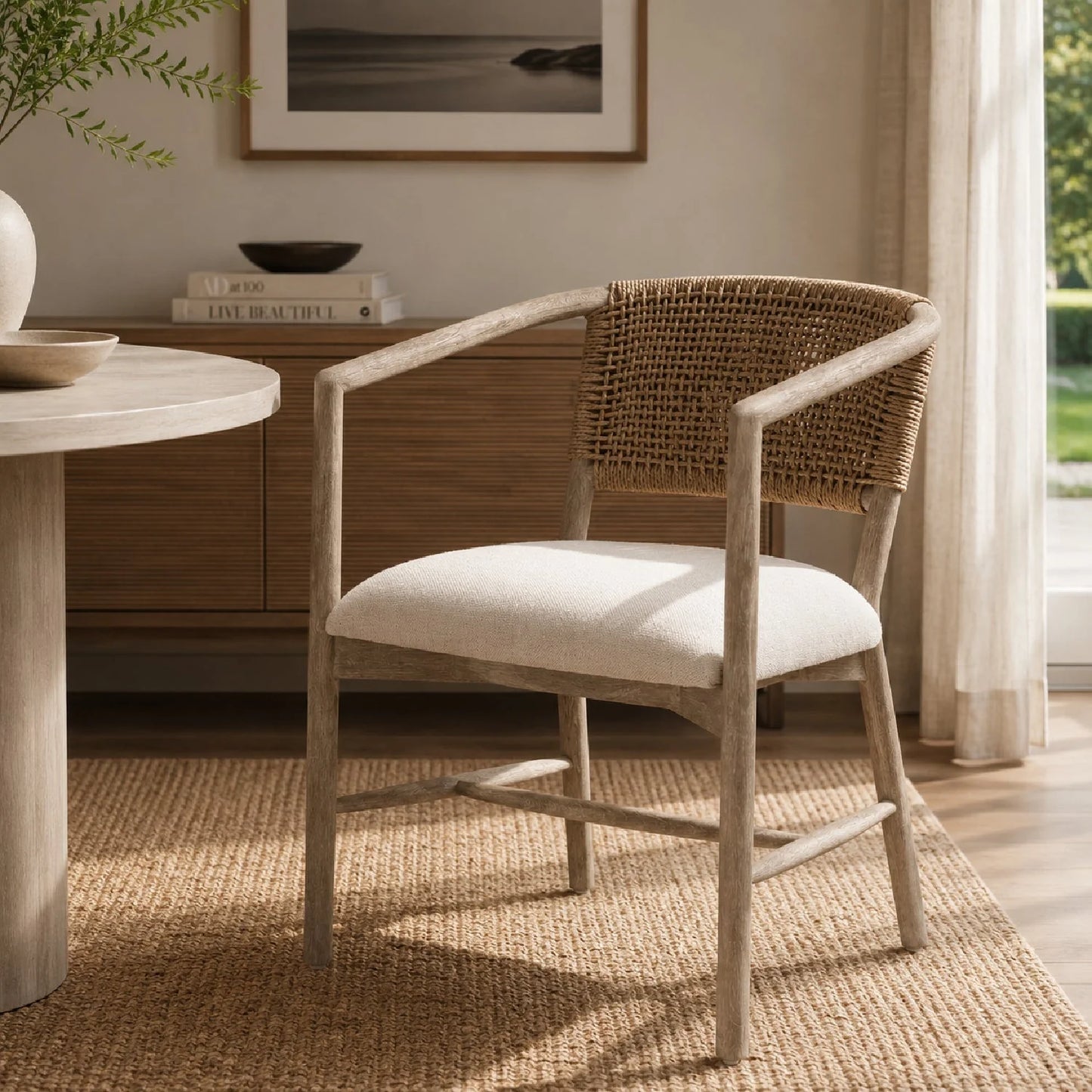 Luxury Jute Twine Accent Chair Modern Italian Style for Villa