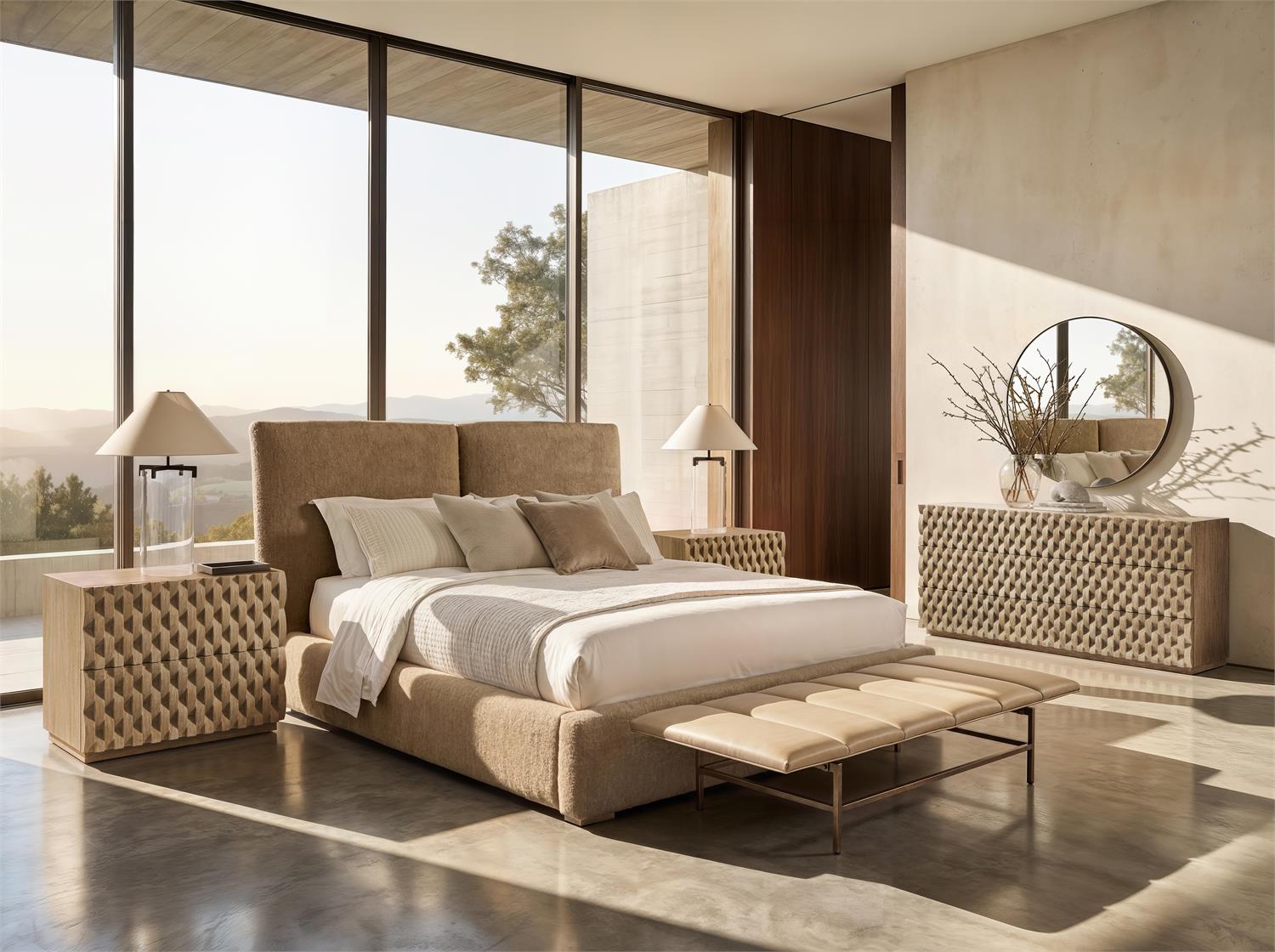 Luxury Kalo Fabric Panel Bed Modern Italian Style for Villa