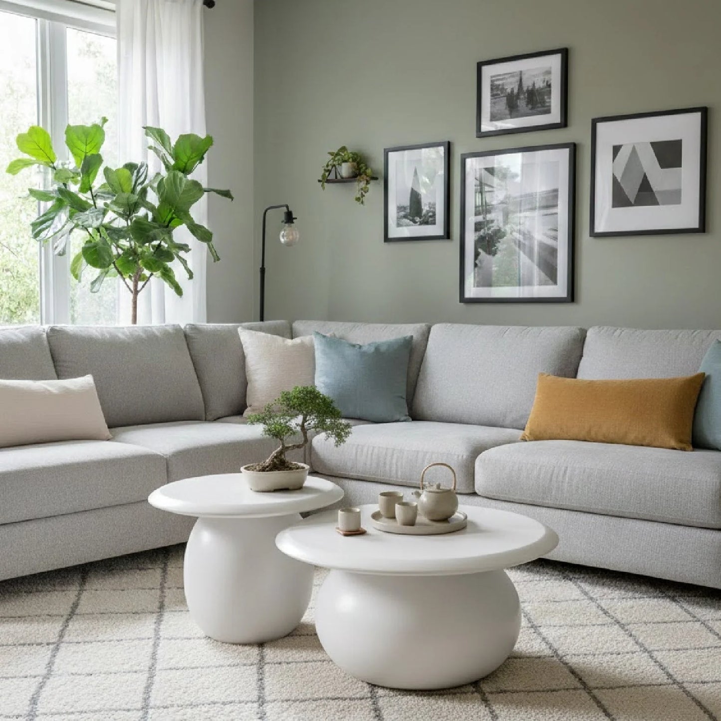 Luxury Kalvin Concrete Nesting Coffee Tables Modern Italian Style for Villa