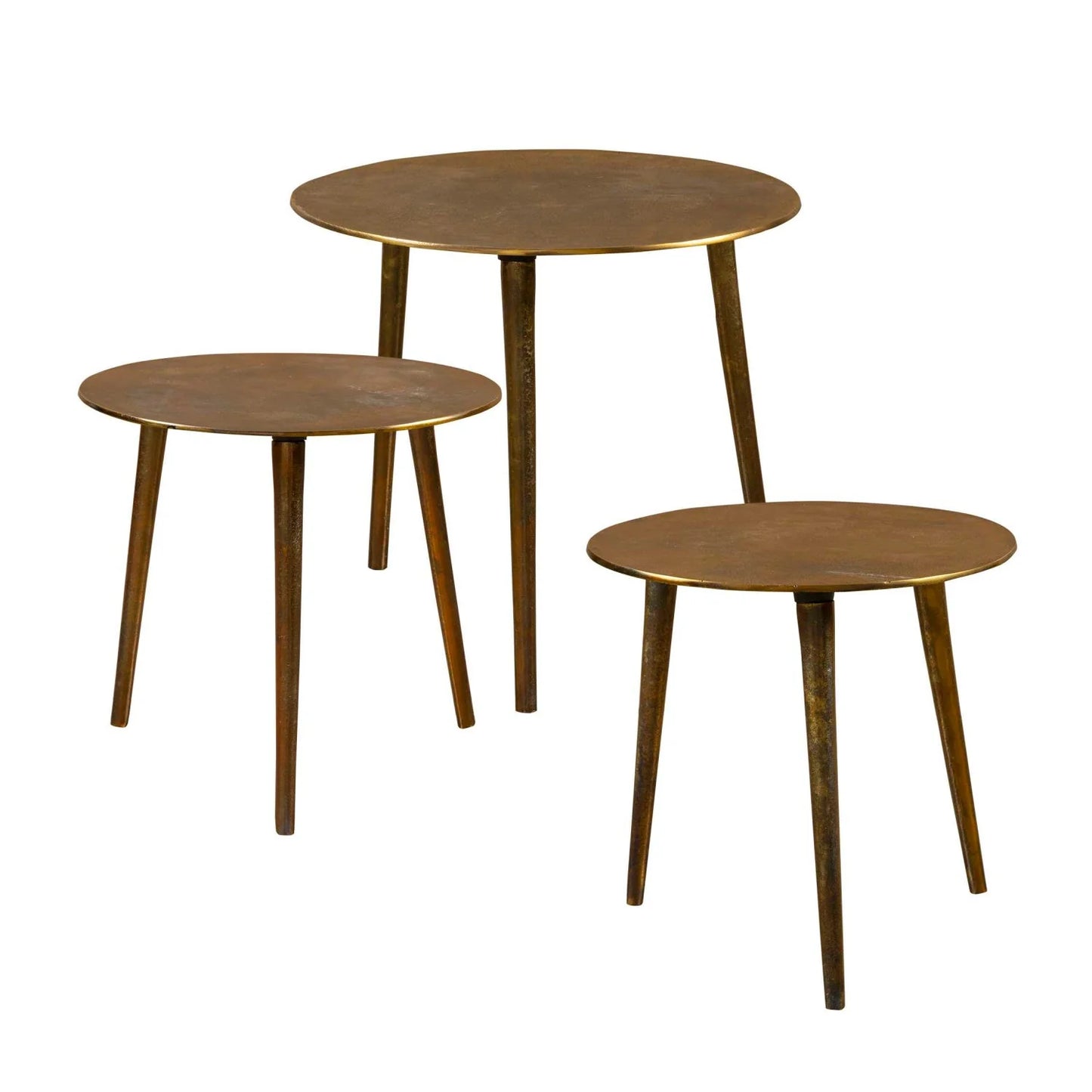 Luxury Kasai Antique Gold Nesting Coffee Tables Modern Italian Style for Villa