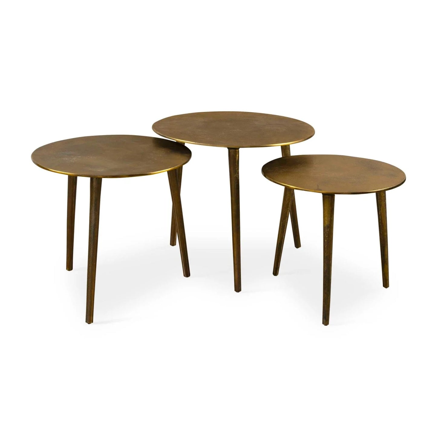 Luxury Kasai Antique Gold Nesting Coffee Tables Modern Italian Style for Villa