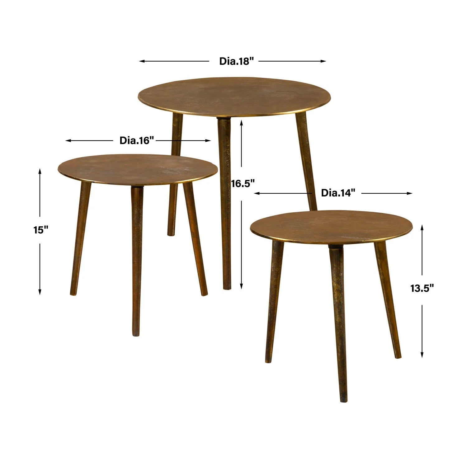 Luxury Kasai Antique Gold Nesting Coffee Tables Modern Italian Style for Villa
