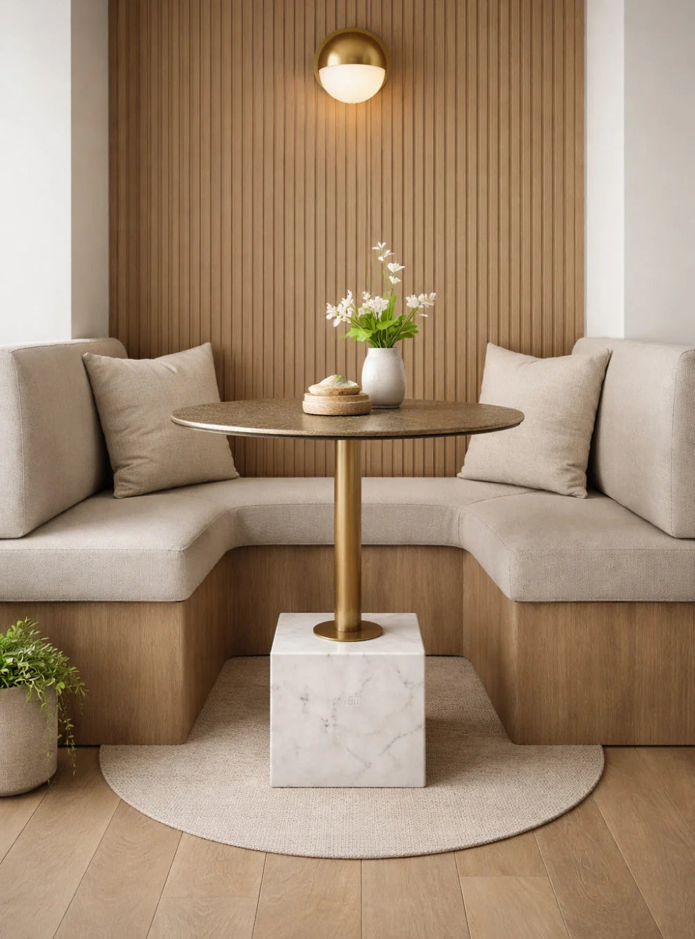 Luxury Kata Round Antique Brass Bistro Table Modern Italian Style for Villa