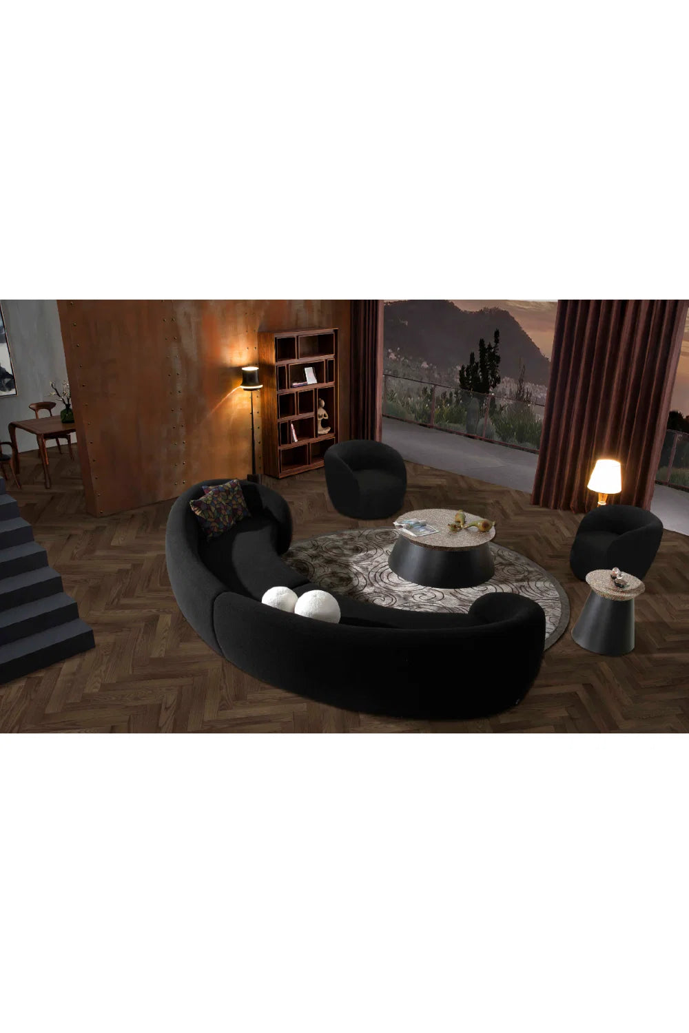 Luxury Kilmer Fabric Curved Sectional Sofa Modern Italian Style for Villa